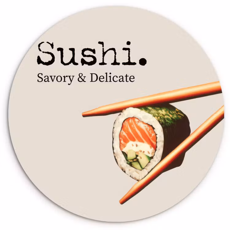 Cuadro redondo - Sushi - Salmón - Arroz - Japonés — 1