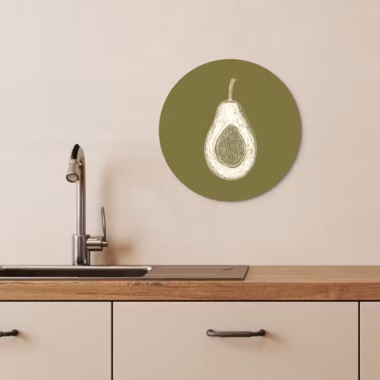 Cuadro redondo - Aguacate - Minimalista - Ilustración - Verde — 4
