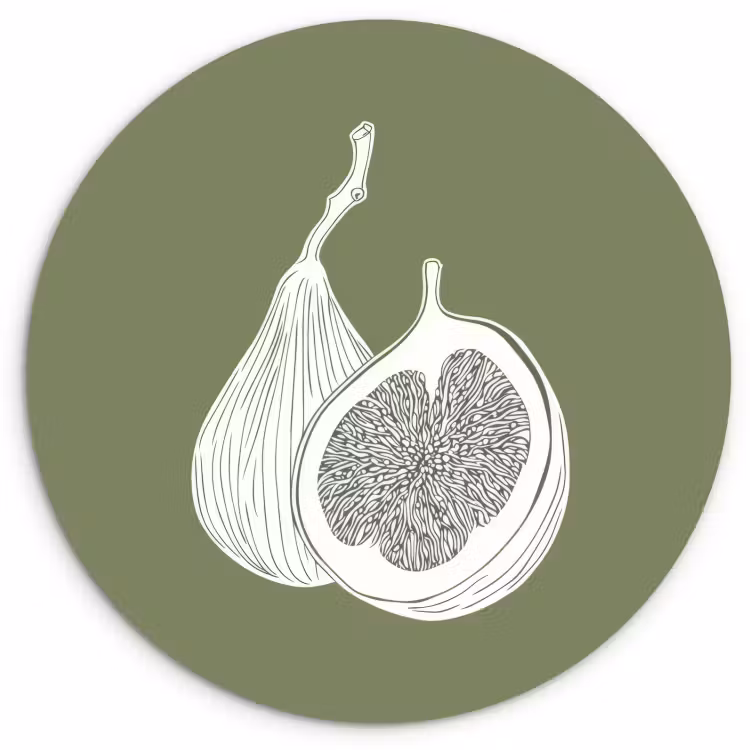 Cuadro redondo - Higos - Minimalista - Dibujado - Verde musgo — 1