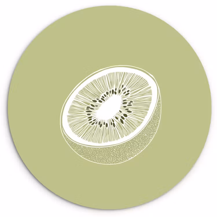 Cuadro redondo - Kiwi - Dibujo lineal - Minimalista - Verde — 3