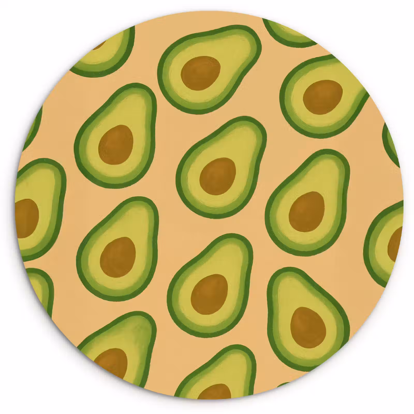 Cuadro redondo - Aguacate - Patrón - Verde - Hueso — 1