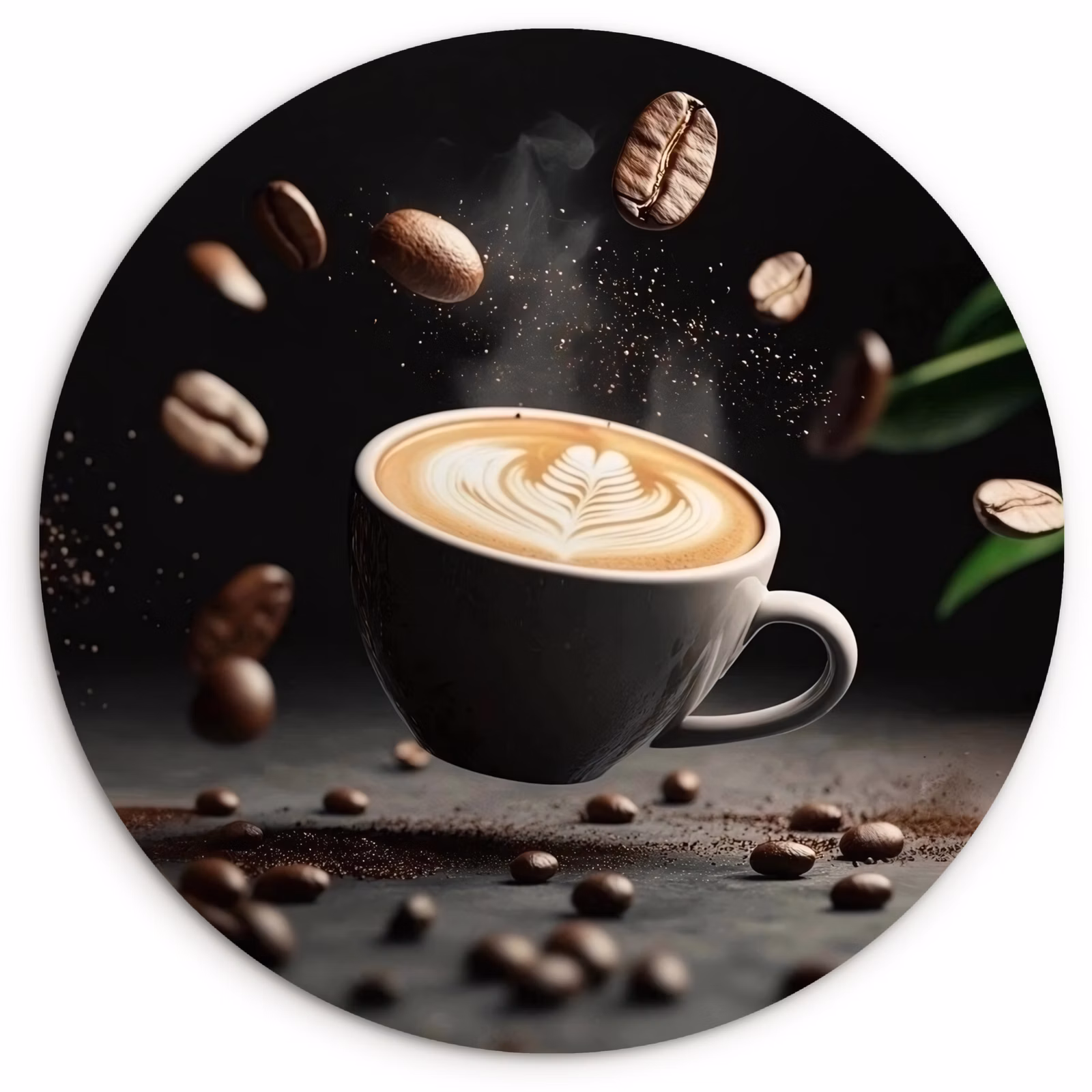 Cuadro redondo - Capuchino - Taza - Judías - Marrón — 1