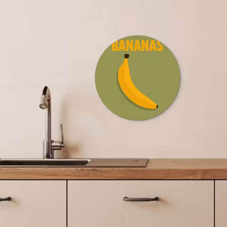 Cuadro redondo - Banana - Minimalista - Amarillo — 1