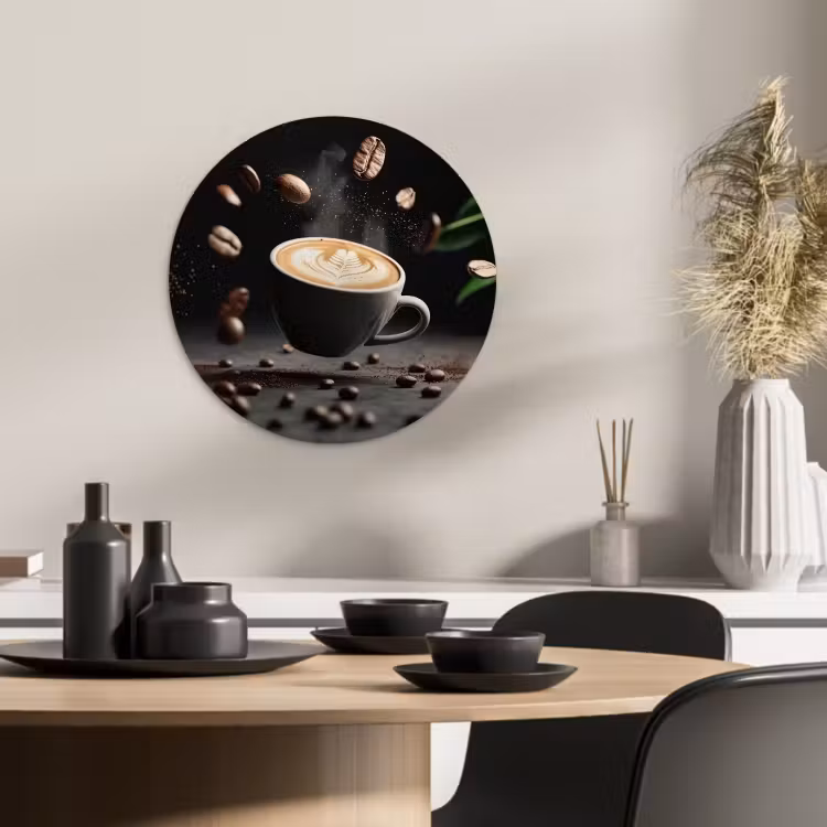 Cuadro redondo - Capuchino - Taza - Judías - Marrón — 4