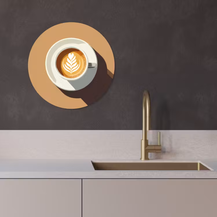 Cuadro redondo - Capuchino - Taza - Plato - Minimalista — 2