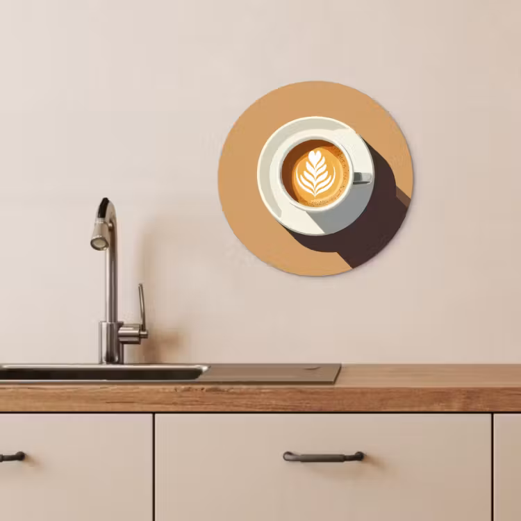 Cuadro redondo - Capuchino - Taza - Plato - Minimalista — 4