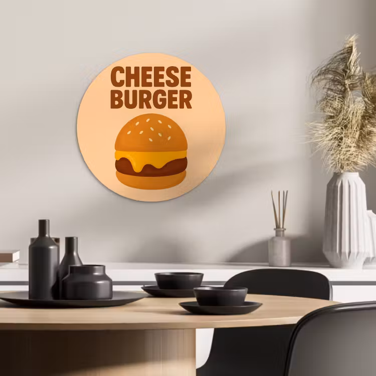 Cuadro redondo - Cheeseburger - Minimalista - Amarillo — 2