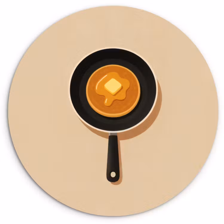 Cuadro redondo - Pancake - Sartén - Mantequilla - Minimalista — 1