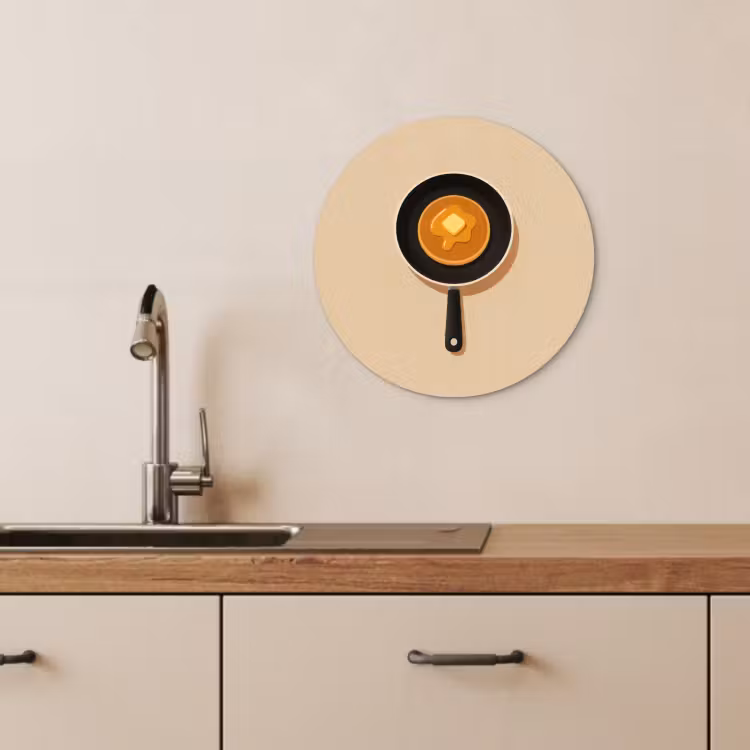 Cuadro redondo - Pancake - Sartén - Mantequilla - Minimalista — 3