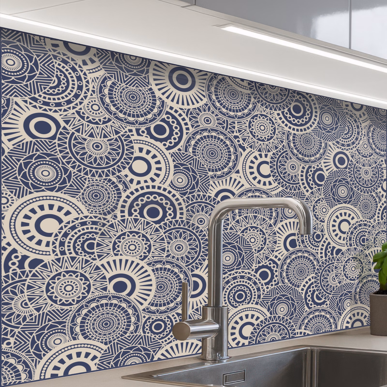 Revestimiento cocina - Mandala - Azul - Patrón — 1