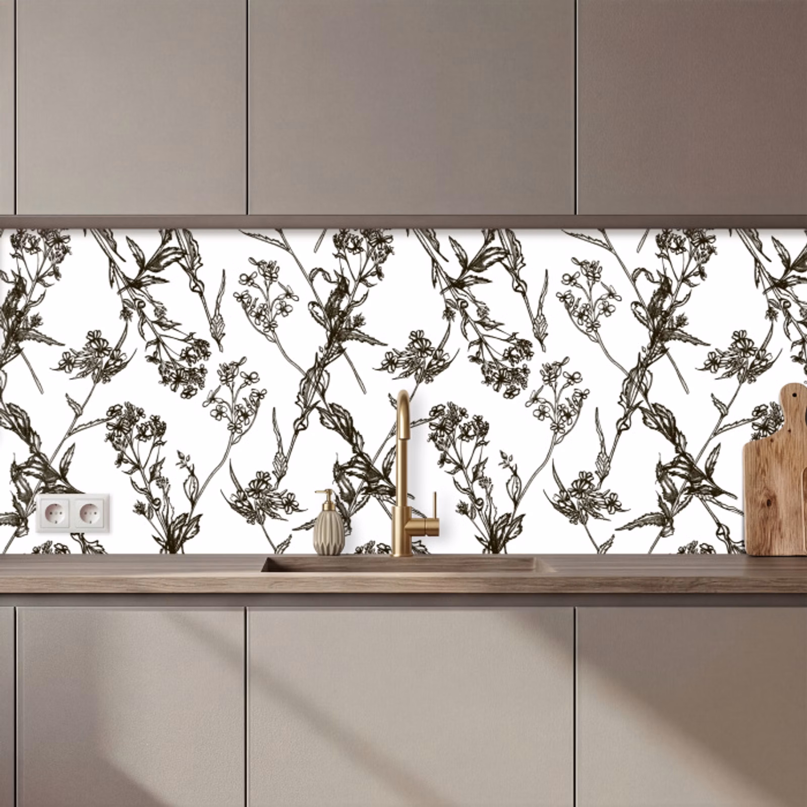 Revestimiento cocina - Vintage - Plantas - Flores - Patrones — 1