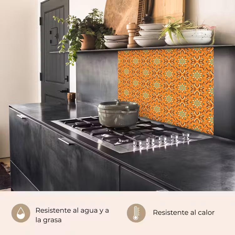 Revestimiento cocina - Naranja - Mandala - Diseño - Bohemio - Vintage — 4