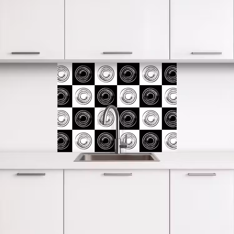 Revestimiento cocina - Patrones - Tablero de ajedrez - Blanco y negro — 3