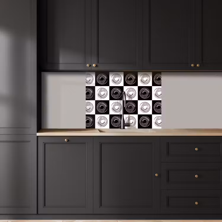 Revestimiento cocina - Patrones - Tablero de ajedrez - Blanco y negro — 5
