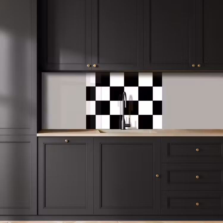 Revestimiento cocina - Tablero de ajedrez - Patrones - Blanco y negro — 5