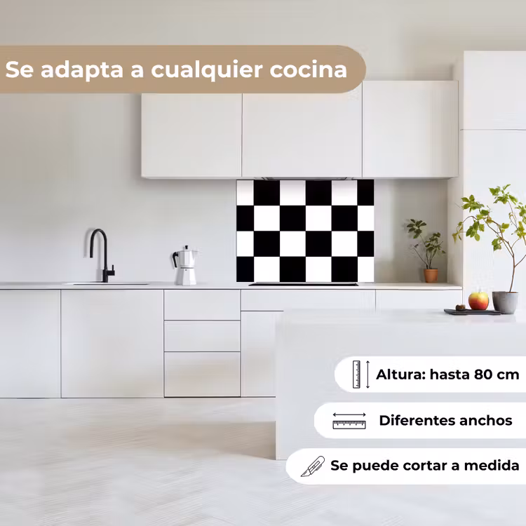 Revestimiento cocina - Tablero de ajedrez - Patrones - Blanco y negro — 6