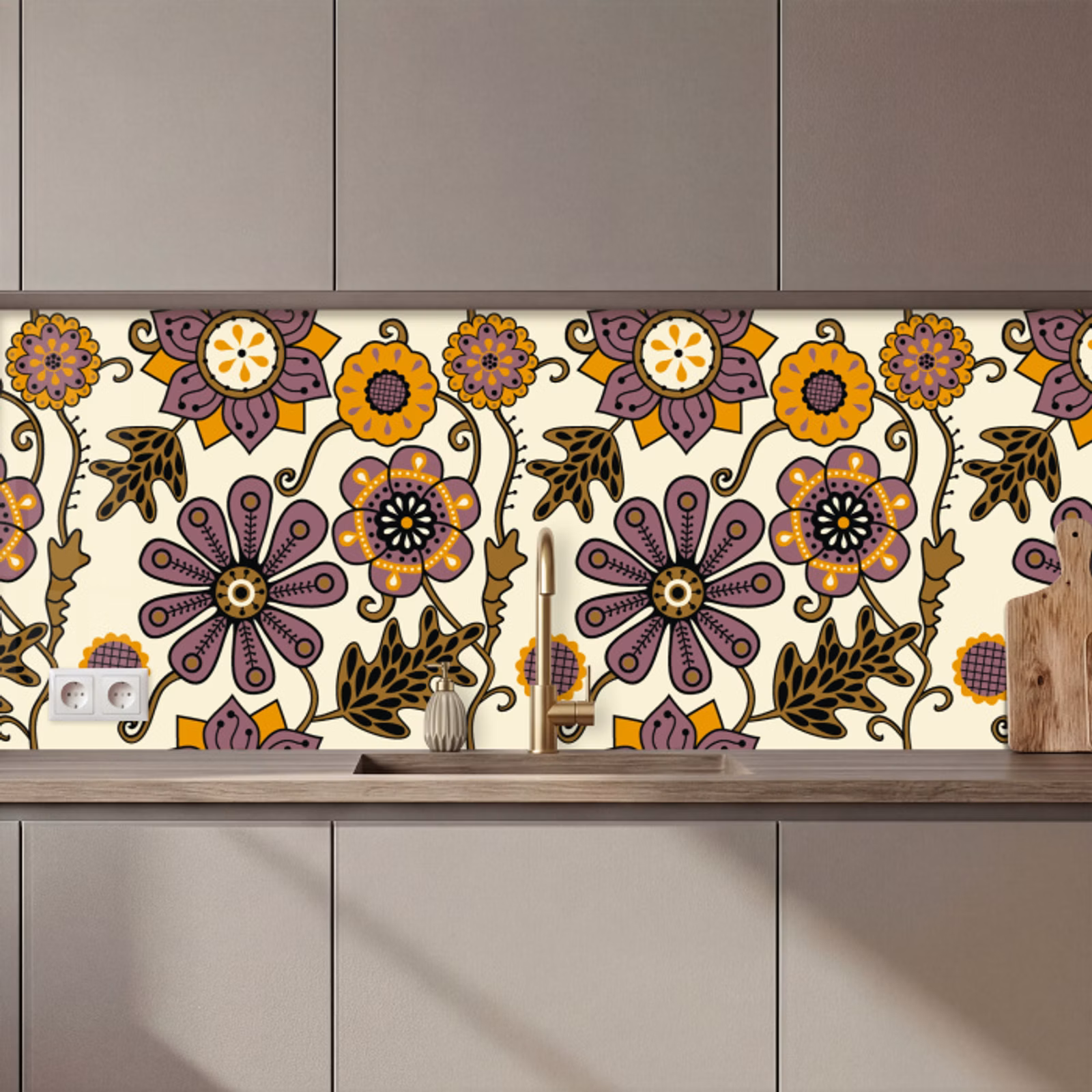 Revestimiento cocina - Flores - Bohemia - Vintage - Dibujos animados — 1
