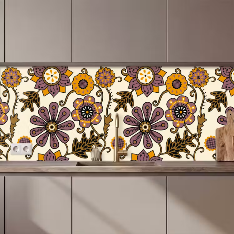 Revestimiento cocina - Flores - Bohemia - Vintage - Dibujos animados — 1
