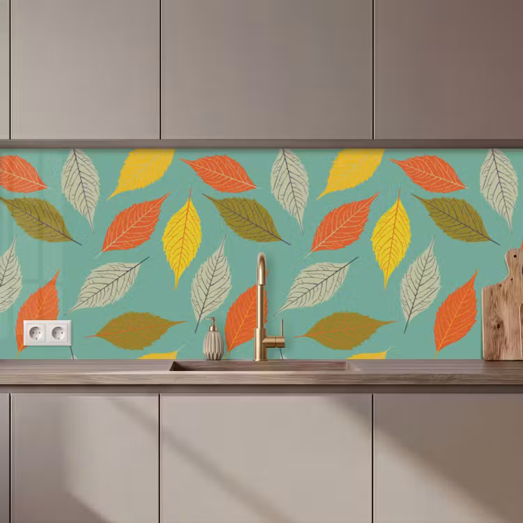 Revestimiento cocina - Hojas - Otoño - Vintage - Pastel - Patrón — 1
