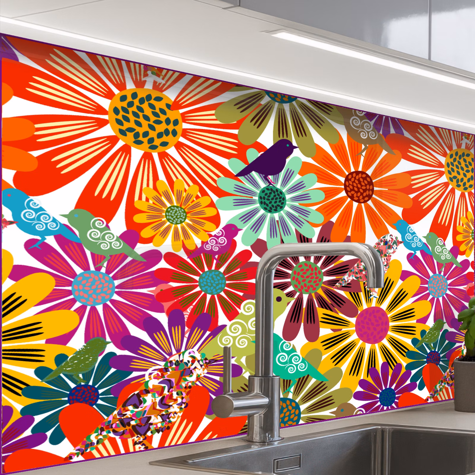 Revestimiento cocina - Arco iris - Flores - Patrones - Hippie — 1