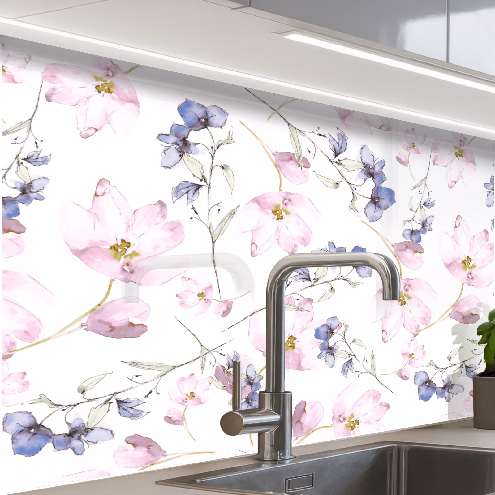 Revestimiento cocina - Flores - Acuarela - Bohemia - Patrón — 1