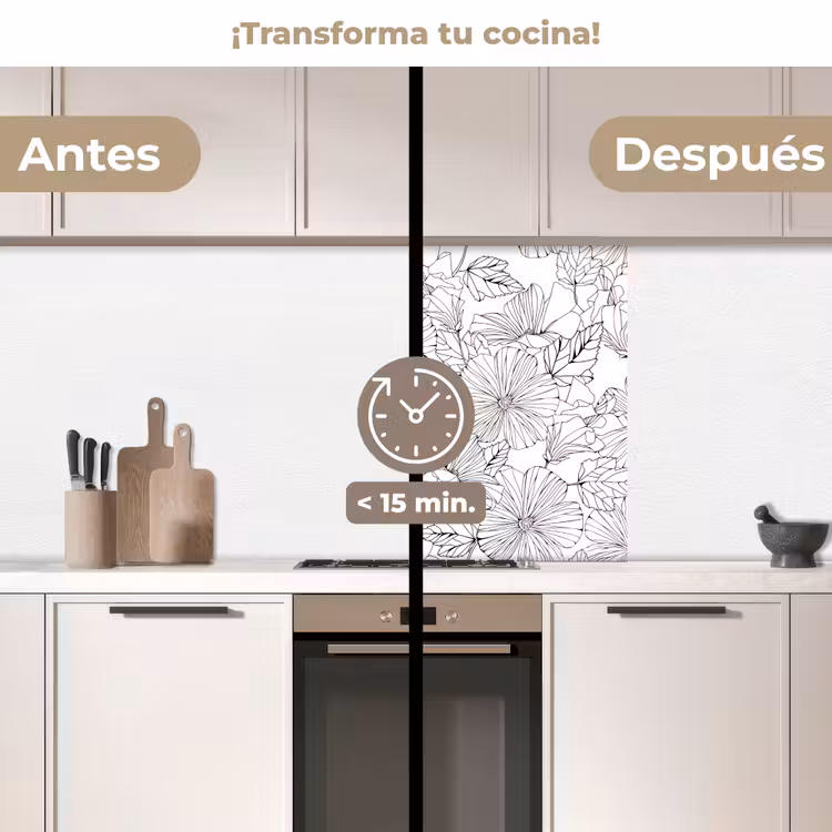 Revestimiento cocina - Flores - Negro - Blanco - Diseño - Flora — 2