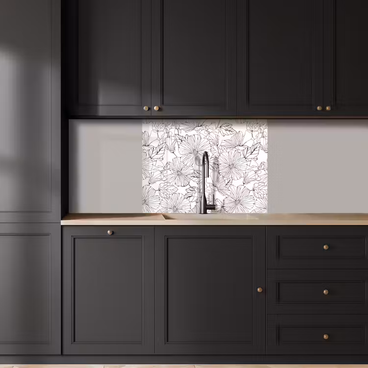 Revestimiento cocina - Flores - Negro - Blanco - Diseño - Flora — 5