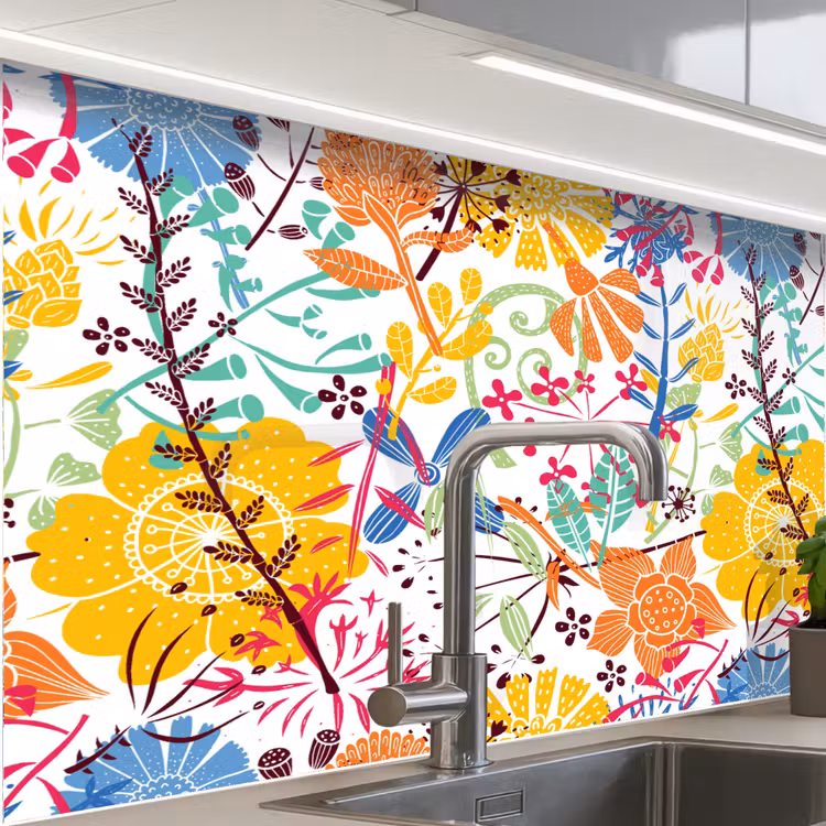 Revestimiento cocina - Flores - Plantas - Arco iris - Patrones — 1