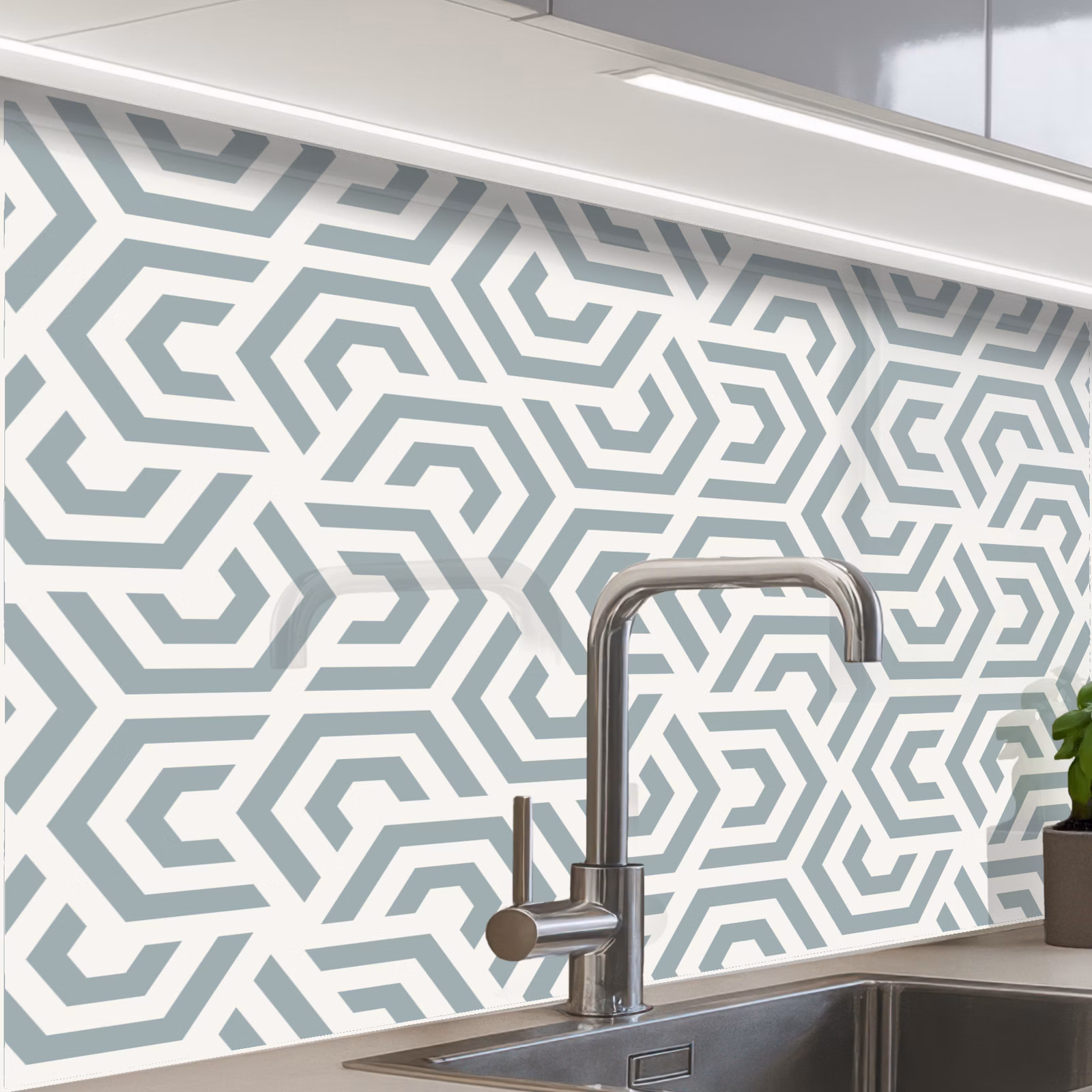 Revestimiento cocina - Diseño - Línea - Patrón - Verde — 1