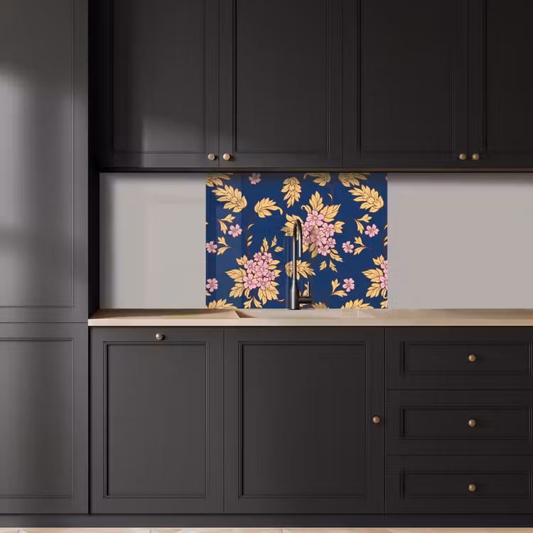 Revestimiento cocina - Flor - Hojas - Rosa - Oro - Patrones — 5
