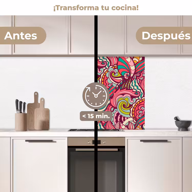 Revestimiento cocina - Flores - Hojas - Arco iris - Diseño — 2