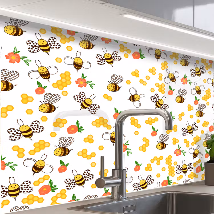Revestimiento cocina - Miel - Abeja - Flores - Primavera — 1