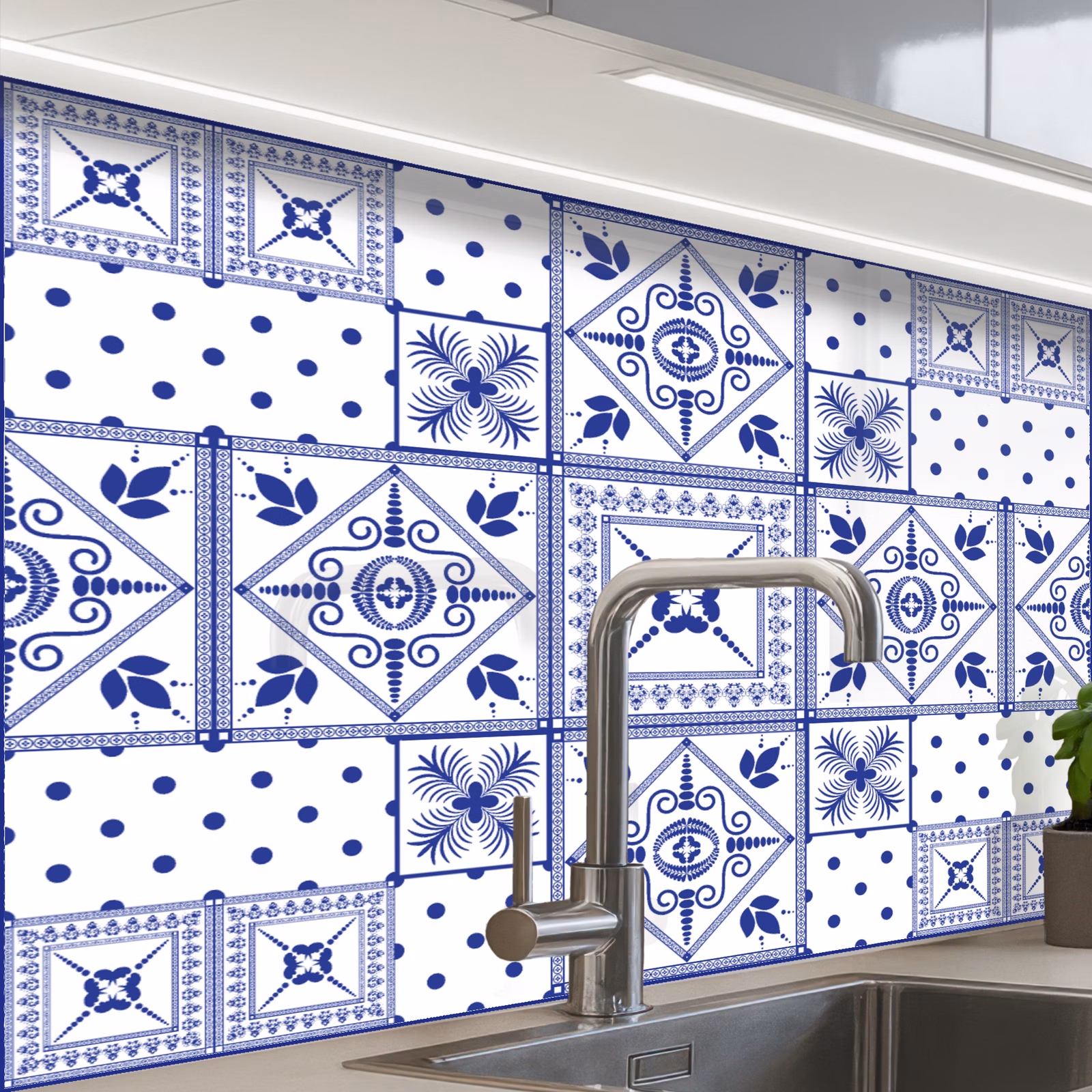 Revestimiento cocina - Azulejos - Patrones - Azul de Delft — 1