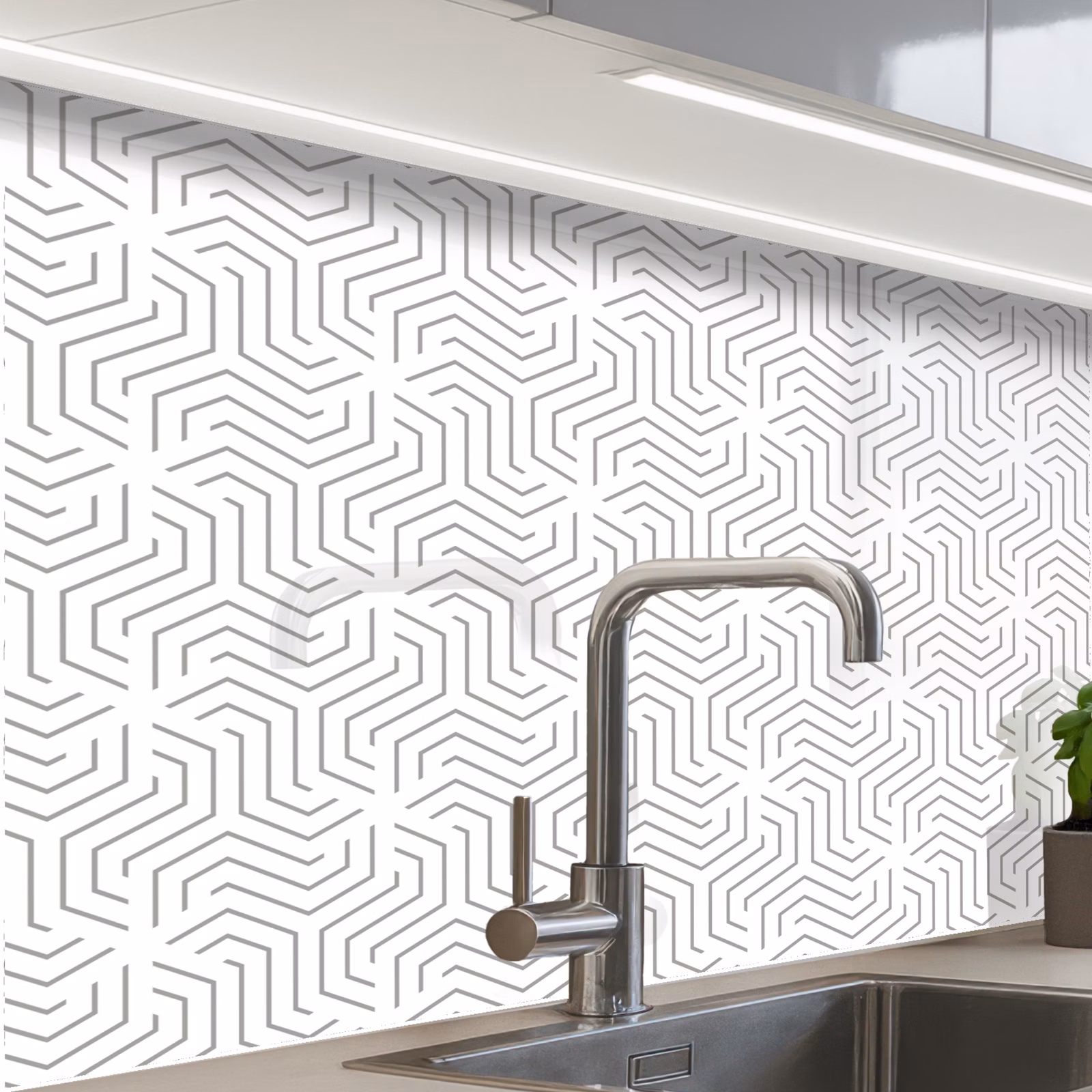 Revestimiento cocina - Diseño - Línea - Patrón - Negro - Blanco — 1