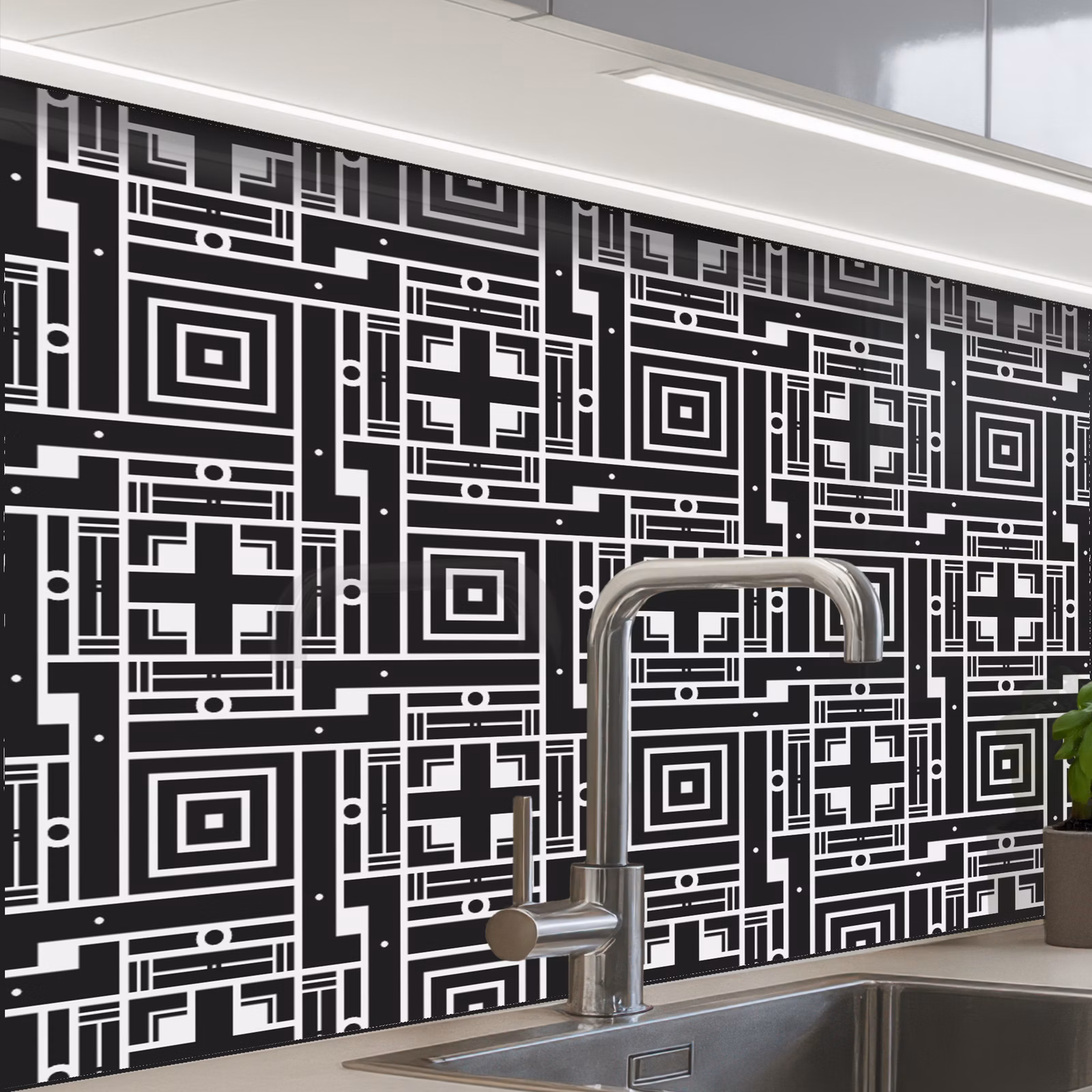 Revestimiento cocina - Geometría - Patrón - Negro — 1