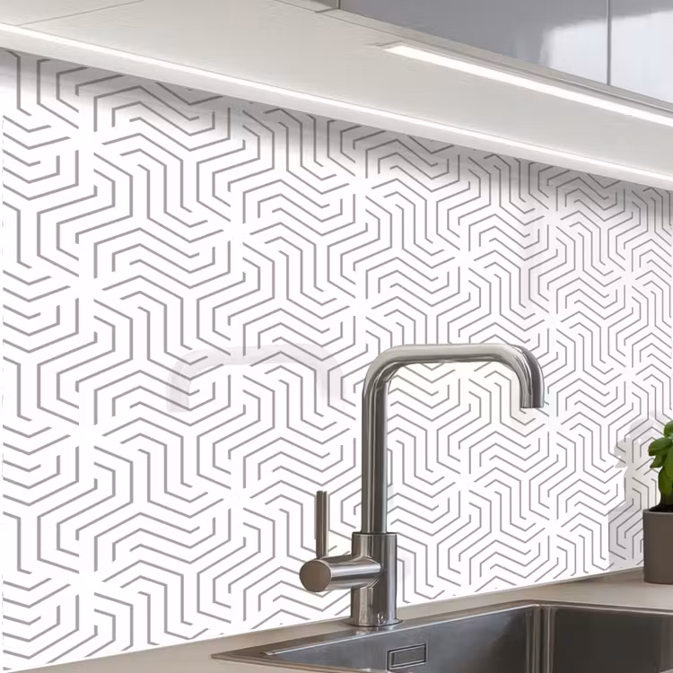 Revestimiento cocina - Diseño - Línea - Patrón - Negro - Blanco — 1