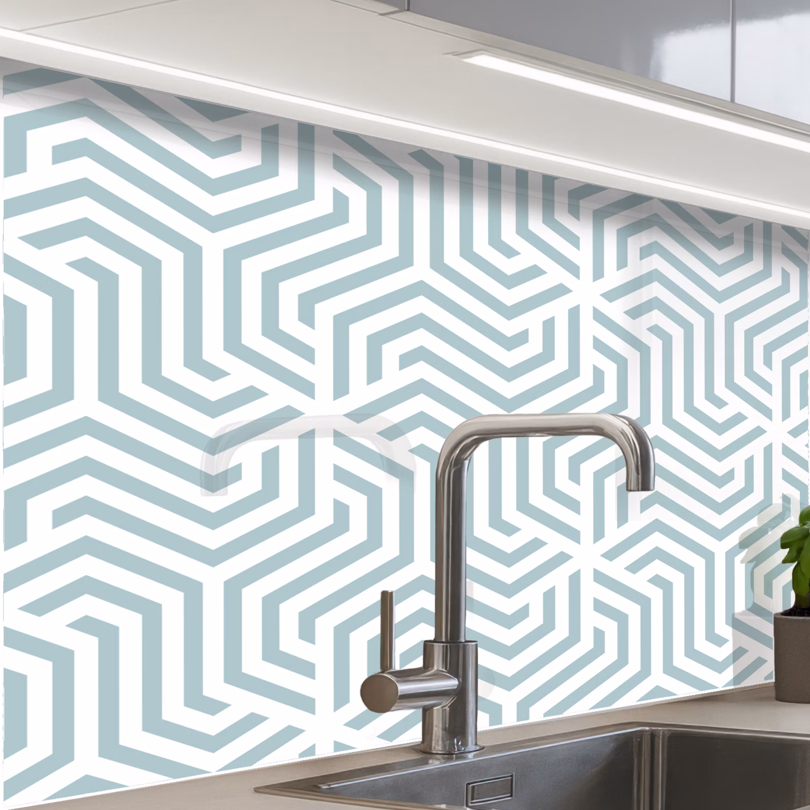 Revestimiento cocina - Patrón - Línea - Diseño - Verde — 1