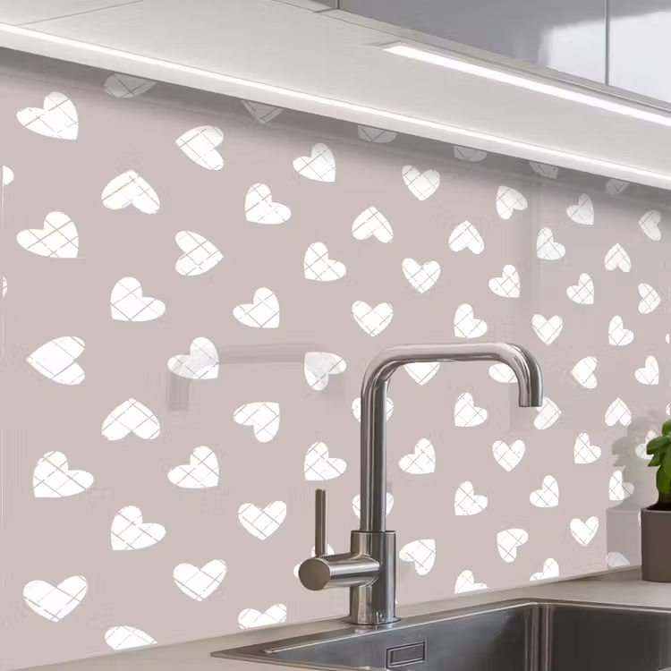 Revestimiento cocina - Diseño - Línea - Patrón - Corazón - Gris — 1