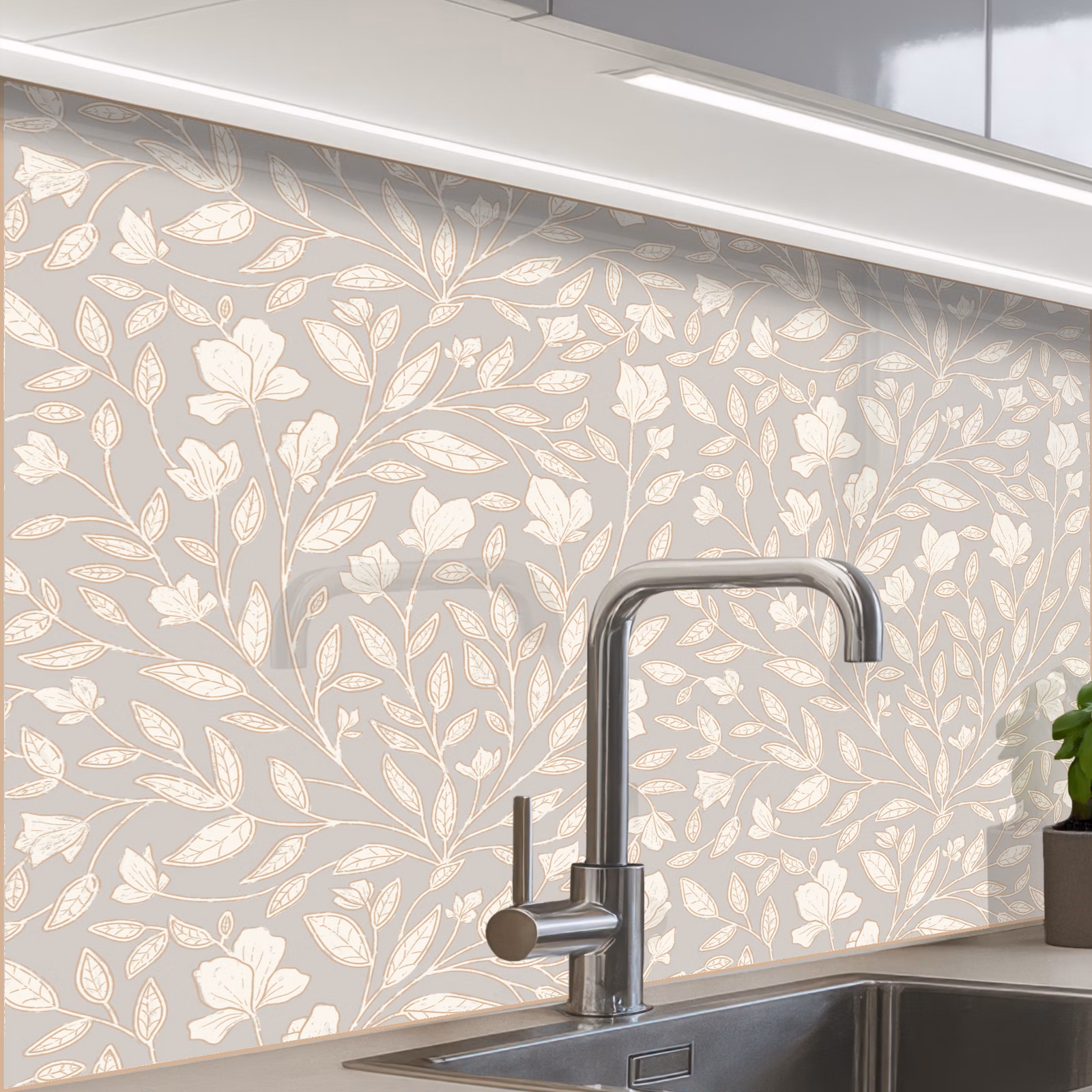 Revestimiento cocina - Flores - tallo - hojas — 1