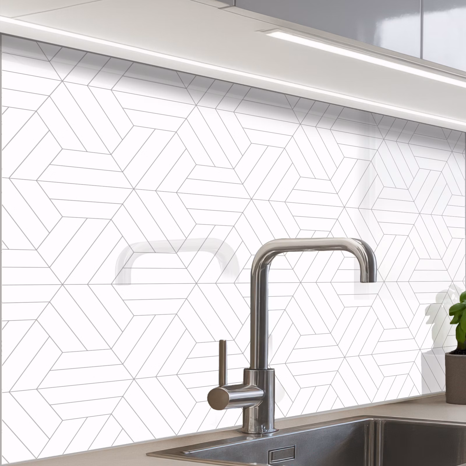 Revestimiento cocina - Patrón - Línea - Diseño - Negro - Blanco — 1