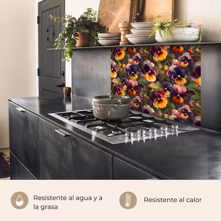 Revestimiento cocina - Cálido - Motivo - Pincel - Violetas — 4