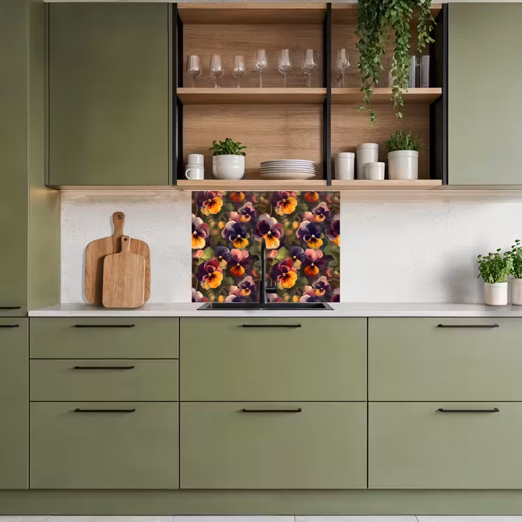 Revestimiento cocina - Cálido - Motivo - Pincel - Violetas — 7