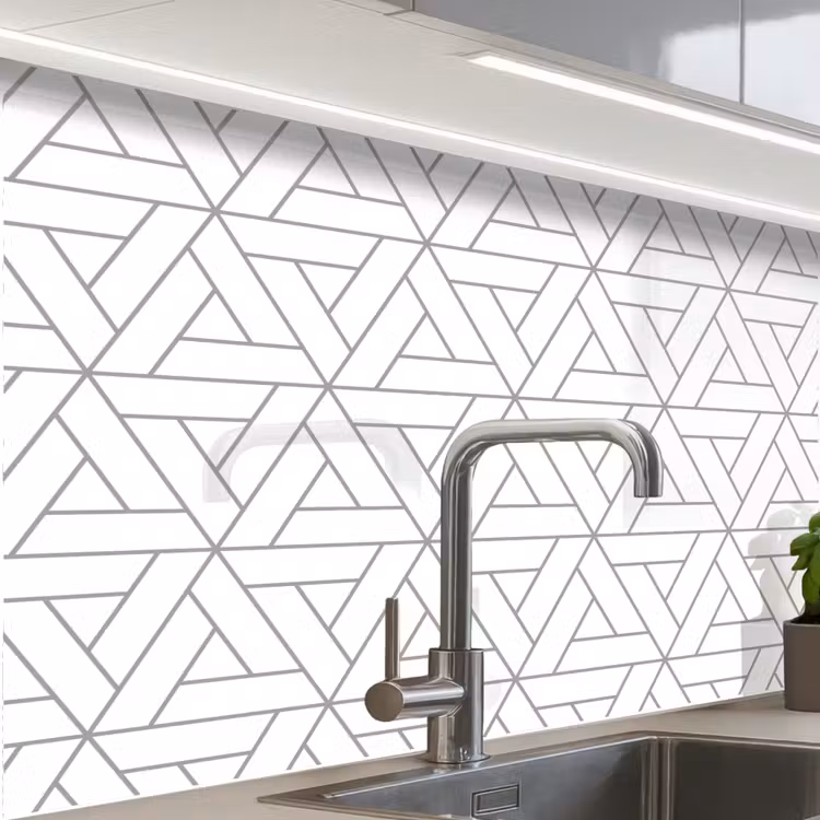 Revestimiento cocina - Diseño - Línea - Patrón - Negro - Blanco — 1