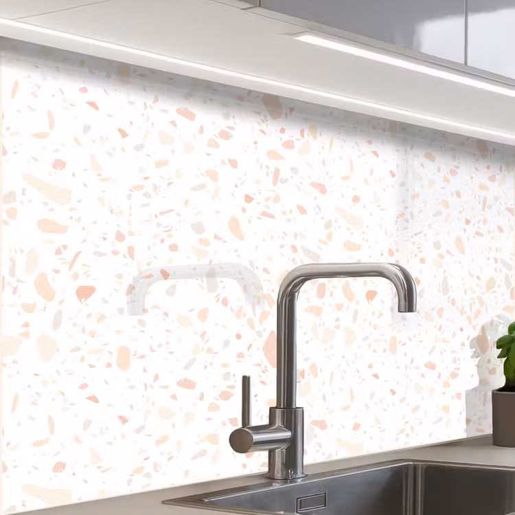 Revestimiento cocina - Terrazo - Motivo - Blanco - Melocotón — 1