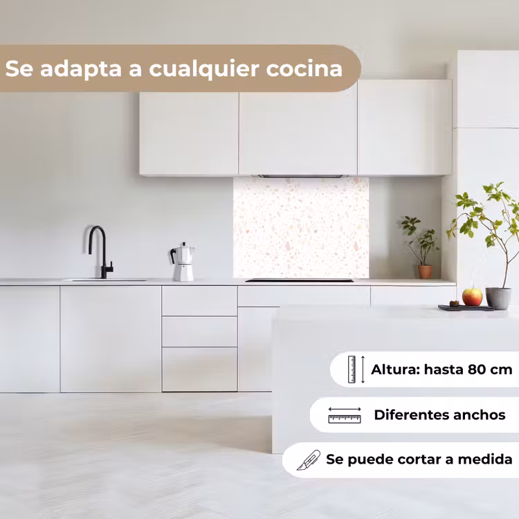 Revestimiento cocina - Terrazo - Motivo - Blanco - Melocotón — 6
