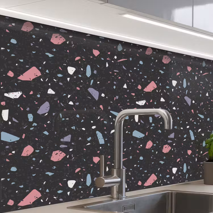 Revestimiento cocina - Terrazo - Patrón - Negro - Suave — 1