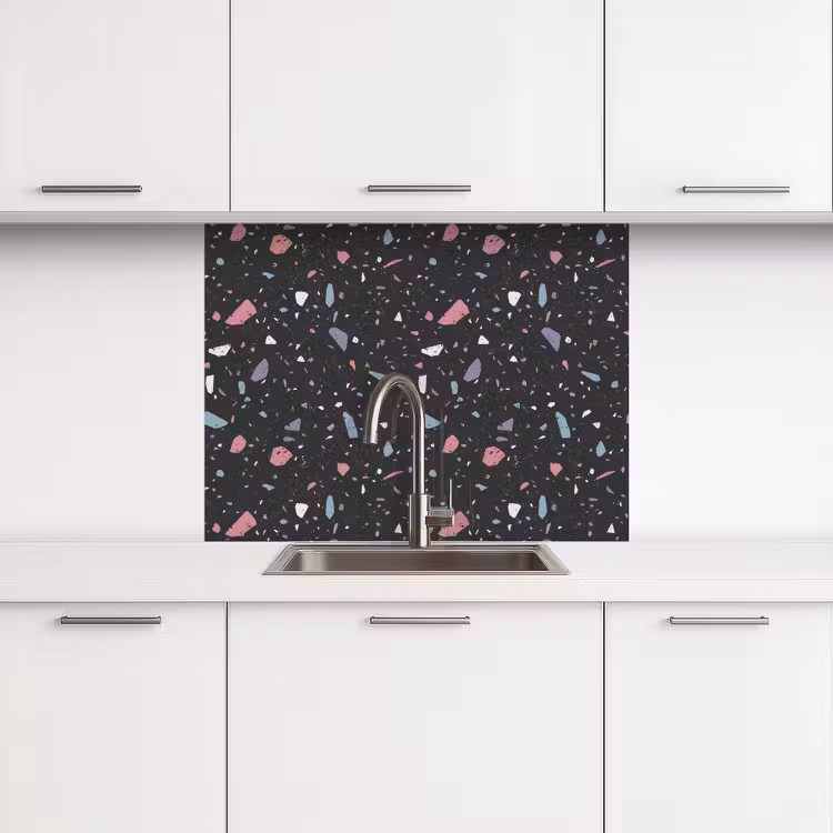 Revestimiento cocina - Terrazo - Patrón - Negro - Suave — 3