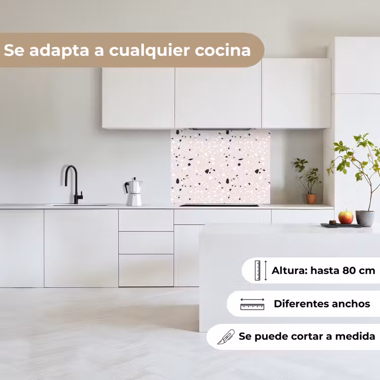 Revestimiento cocina - Terrazo - Patrón - Suave - Negro - Blanco — 6