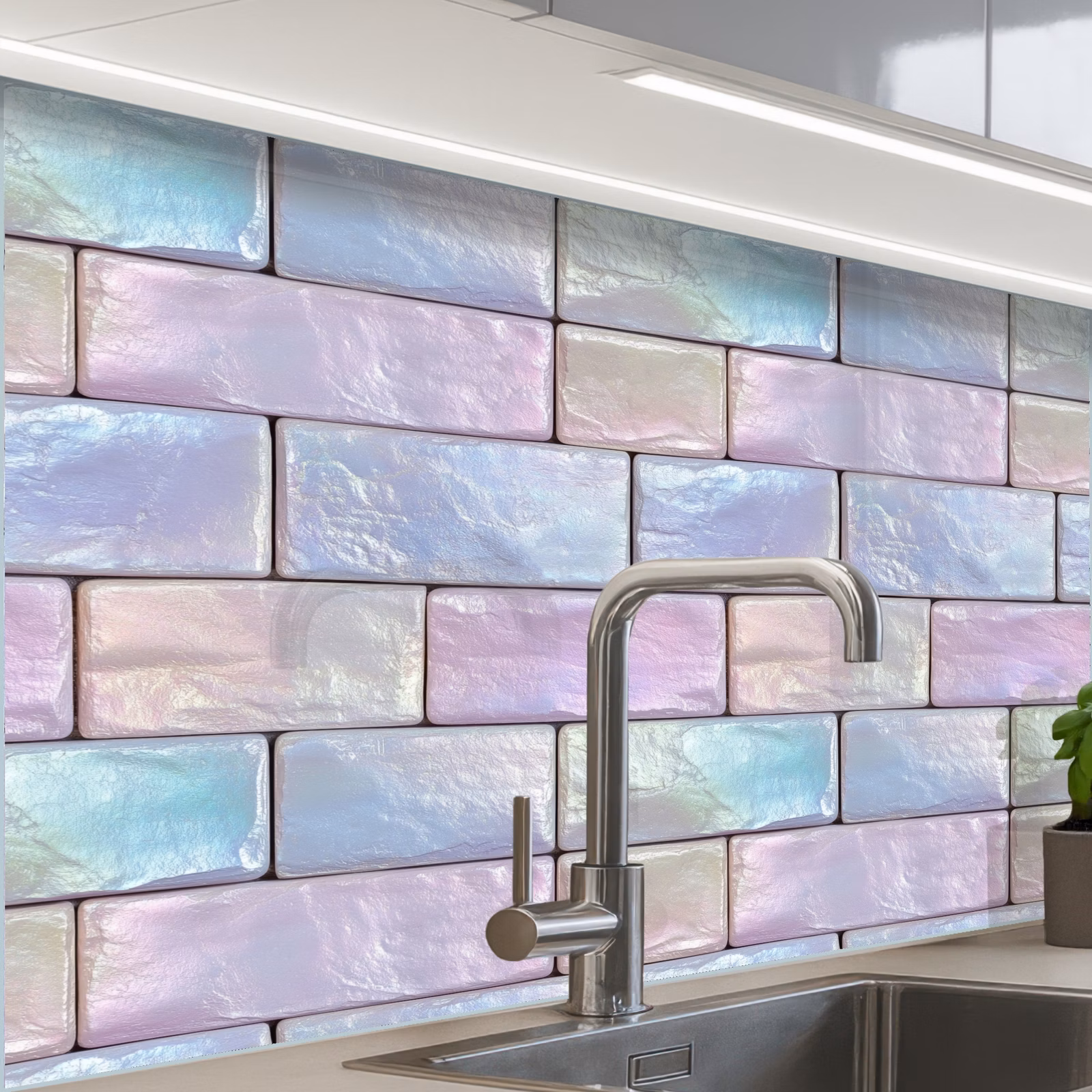 Revestimiento cocina - Brillo pastel - Piedra - Reflejo — 1