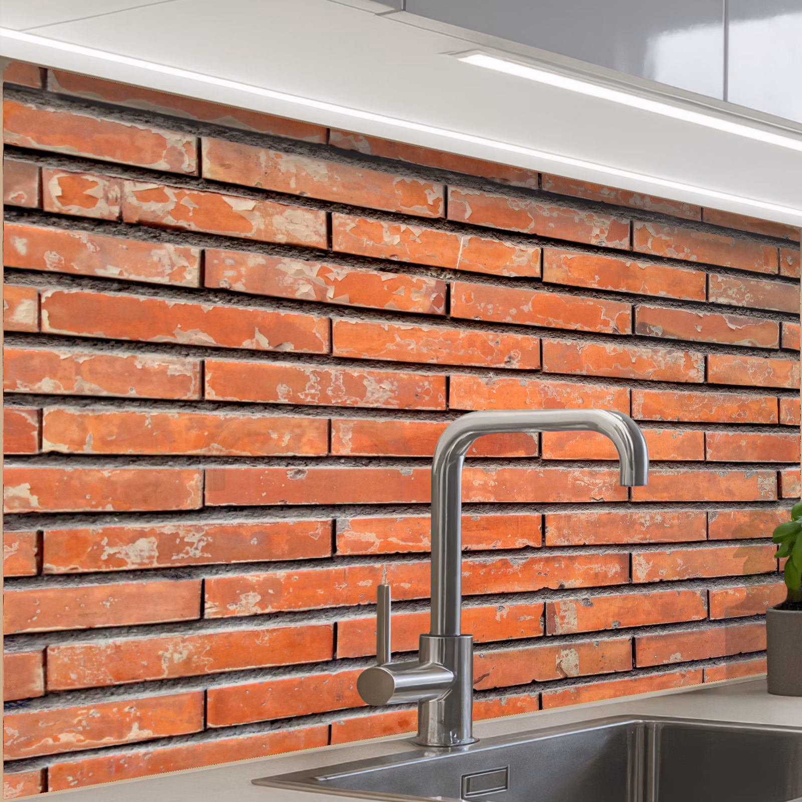 Revestimiento cocina - Rojo - Ladrillos - Muro - Daños — 1